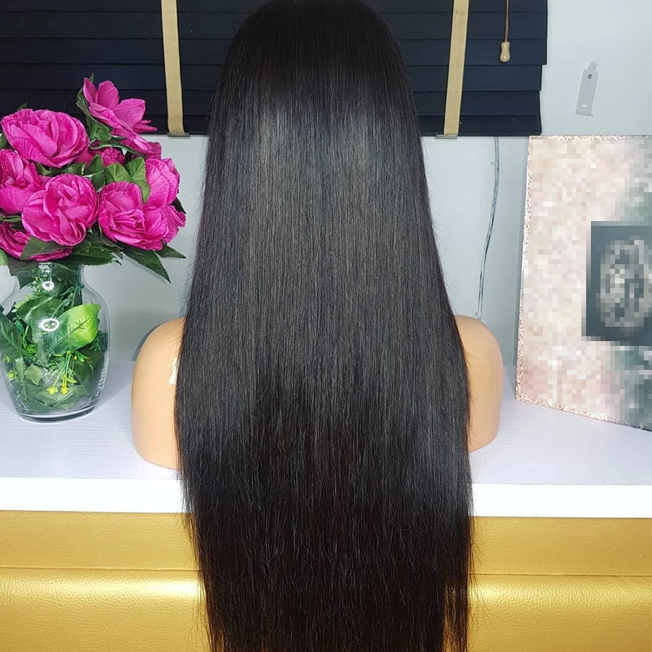 180% Плотность 26 дюймов длинный Remy прямой синтетический кружевной передний парик