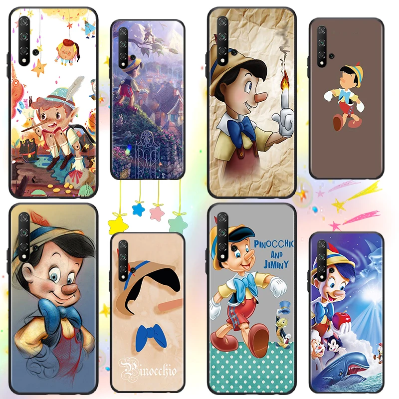 

Disney Pinocchio For Huawei Honor 60 50 X30 30i 20 10 10i 10X 9X 9S 9C 9 8X 8A lite Pro SE Black luxury Silicone Soft Phone Case