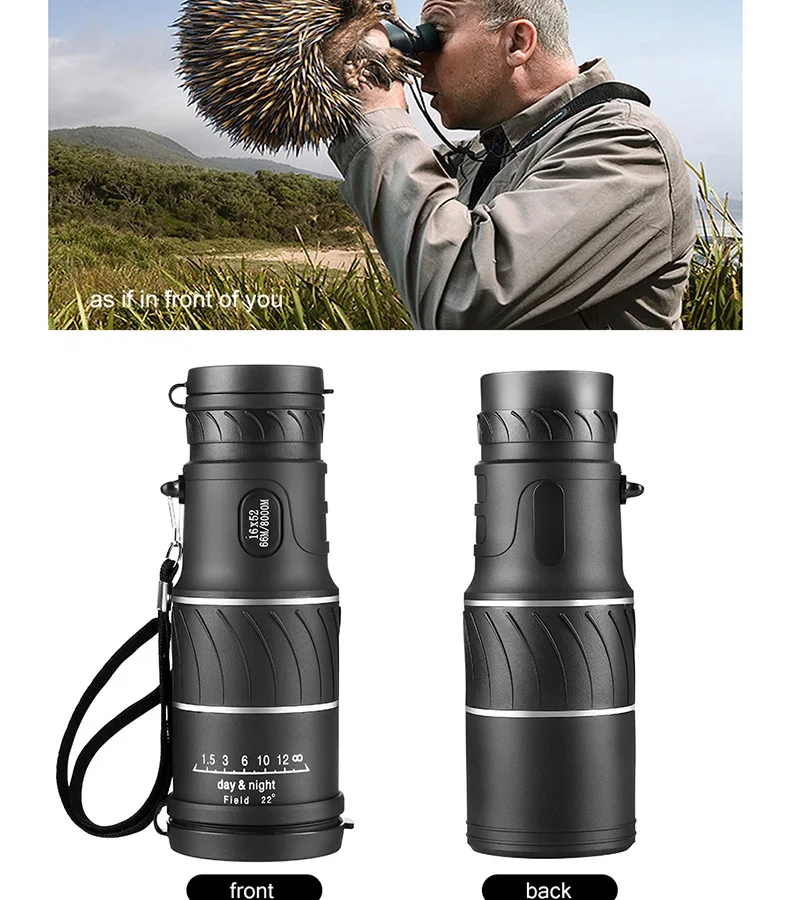 

Tactical 16x52 Monocular Shimmer Night Vision Telescope Optical Spyglass Monocle for Outdoor Camping Bird Watch Hunting Spotting