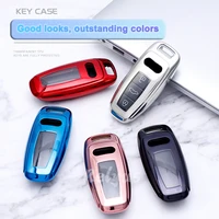 plating tpu car key case cover protector for audi a6 a7 a8 e tron q5 q8 c8 d5 pc key shell auto accessories