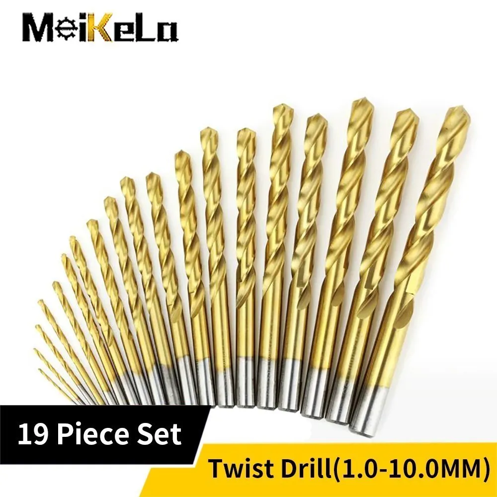 

Спиральные сверла Meikela 1,0-10,0 мм, титановое покрытие, набор из 13/19 шт.