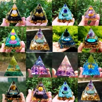tiger eye orgonite crystal energy generator orgone pyramid amethyst peridot healing natura crystal reiki chakra meditation stone