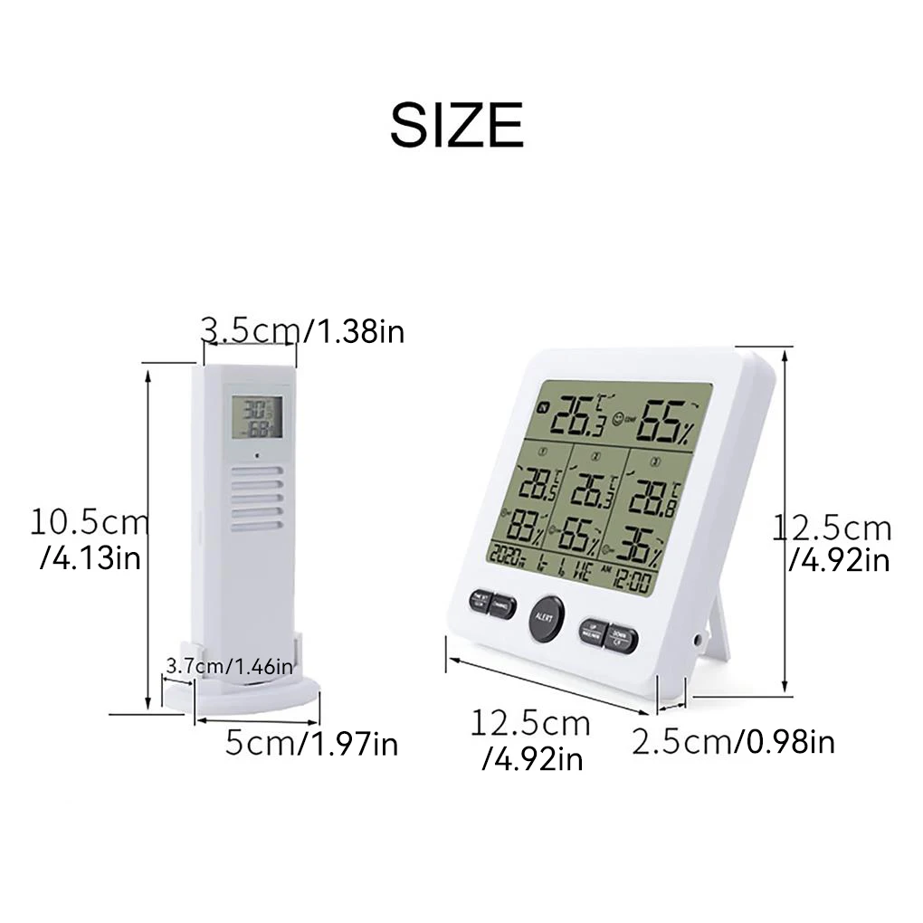 

Weather Station Wireless Digital Thermometer Hygrometer with Backlit LED LCD Display with 3 Remote Sensors black