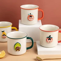 2022 mini ceramic mug 350ml kawaii avocado coffee cup for office drinkware milk mugs with spoon as christmas gift coffee mug
