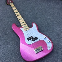 pink color maple fingerboard maple body electric bass guitar free shipping in stock high quality
