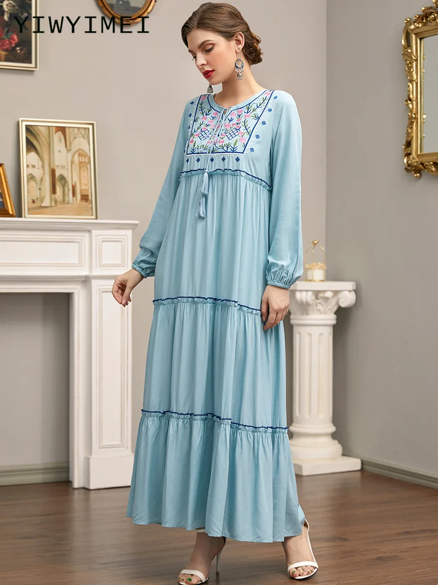 

Abaya Dubai Turkey Muslim Dress Elegant African Dresses for Women Long Sleeve Kaftan Patchwork Maxi Robe Islam Clothing