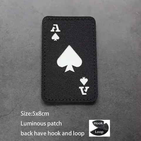 ИК-светоотражающий покерный Ace of Spades, тактический рюкзак для мораля, нейлоновая ткань, лазерные светящиеся нашивки «сделай сам», для одежды
