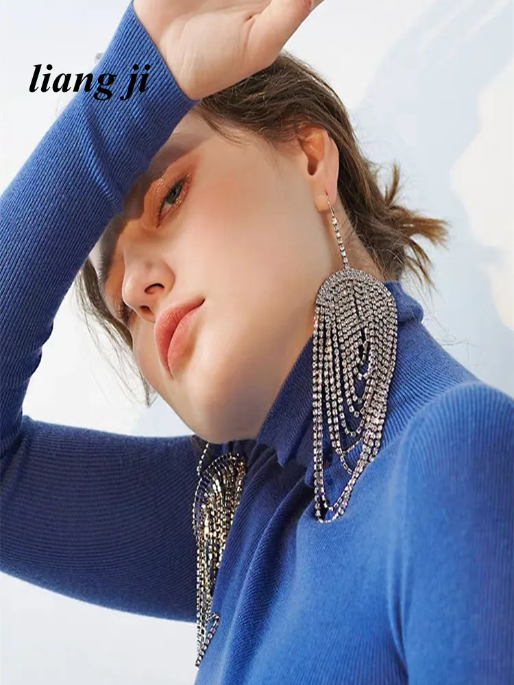 

Earrings For Women Oorbellen Hangers Statement Chain Pendientes pendant Tassel Trendy Geometric Euro-American Crystal Stud