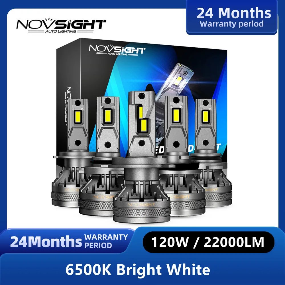 Передние фары Novsight N37 H7 для автомобиля, лампы головного света H4, H1, H11, H3, H13, 9005, HB3, 9006, HB4, 6500K, 120 лм, Вт, автомобильные фары, противотуманные лампы