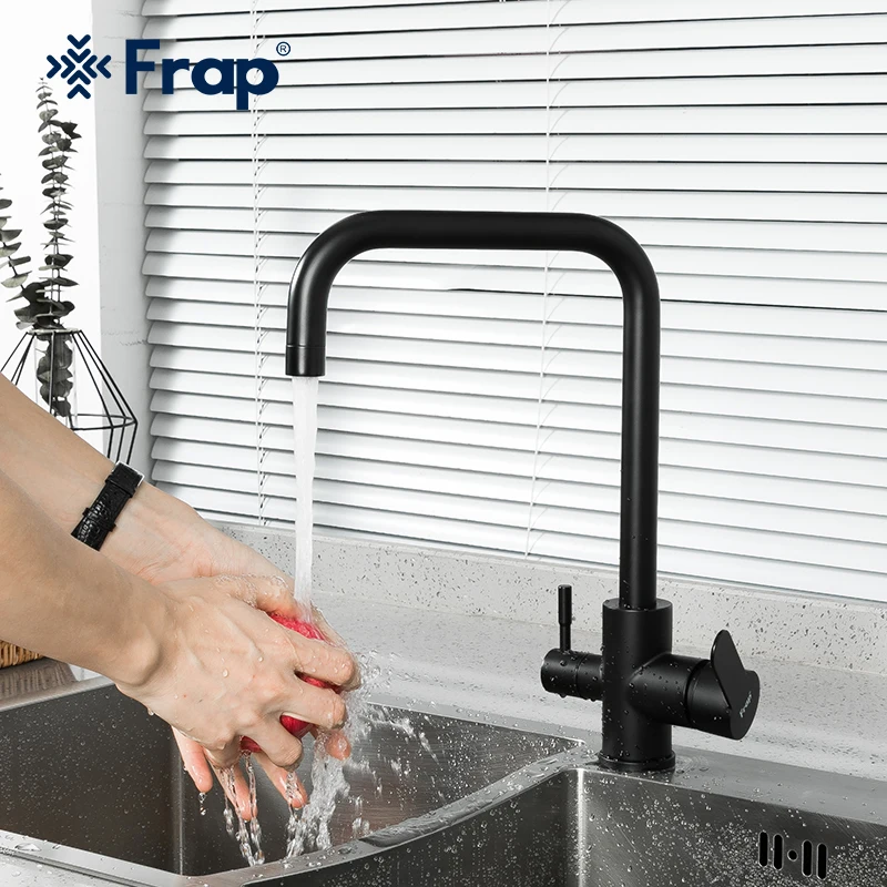 

Frap Gourmet Kitchen Faucets Black/Brushed Kitchen Faucet 360 Degree Rotatable Pure Water Tap Hot Water Mixer with Purification
