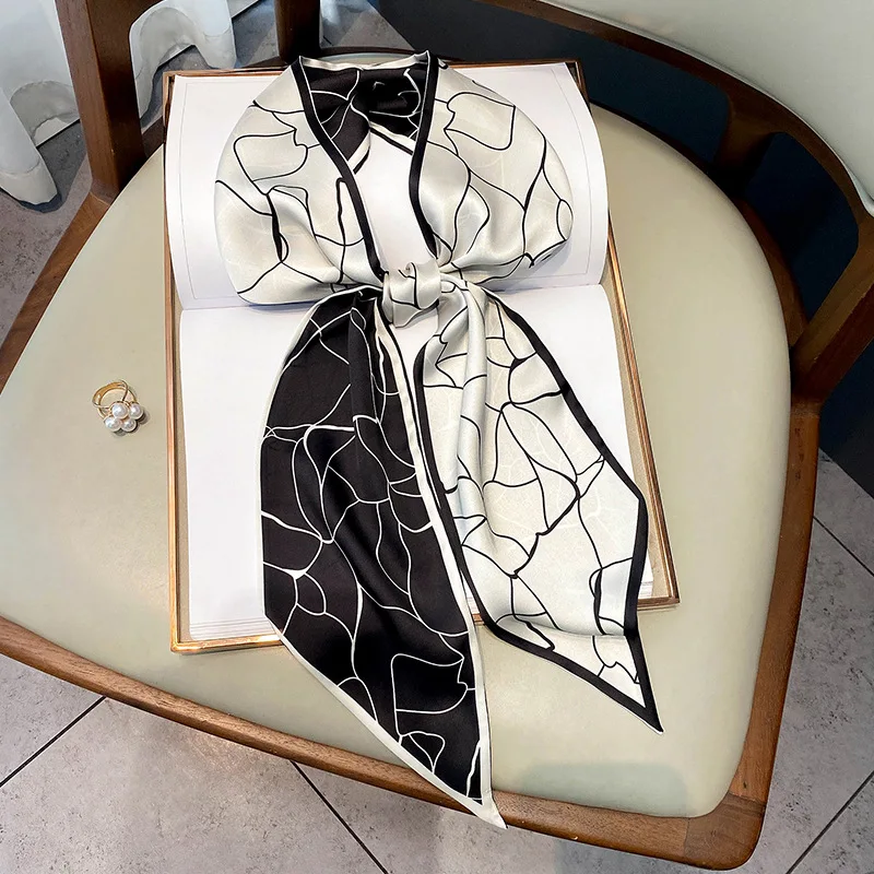 

Роскошный длинный Шелковый женский шарф с геометрическим принтом тонкий женский шарф