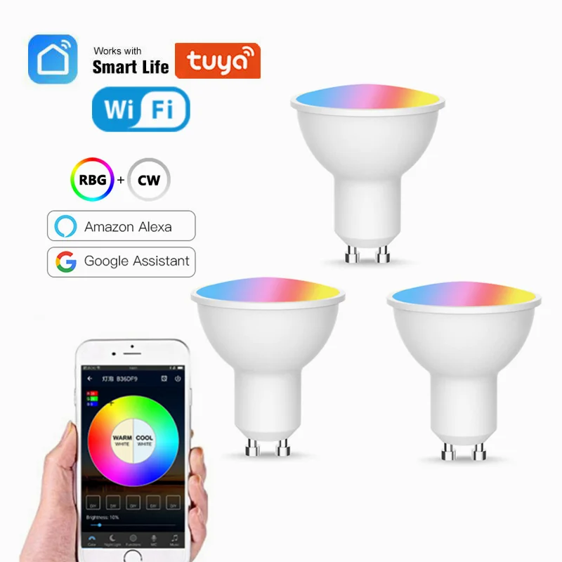 

Умные светодиодные лампы Tuya Gu10 с поддержкой Wi-Fi и управлением через приложение