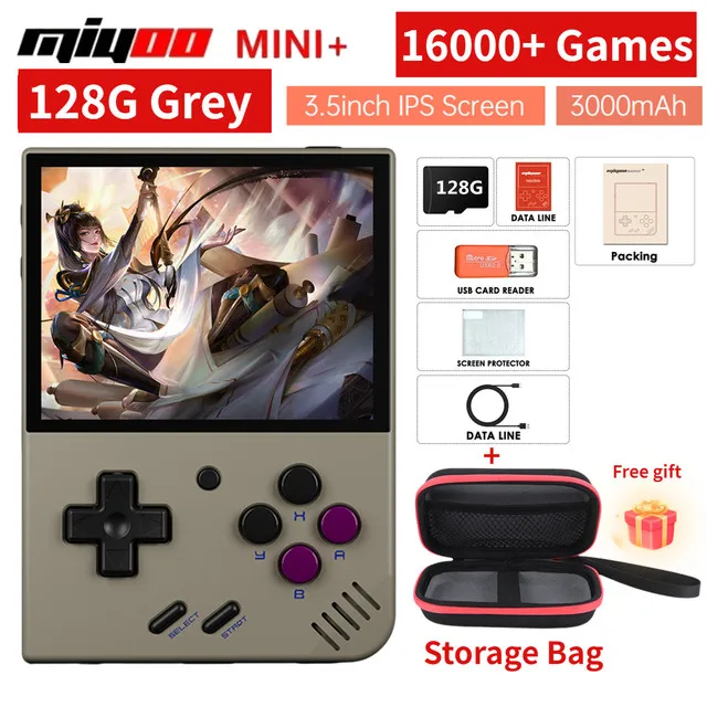 

Miyoo Mini Plus V3 Retro Handheld Game Console 3.5Inch IPS HD Screen WiFi 20000Game Linux System Portable Video Players with Bag