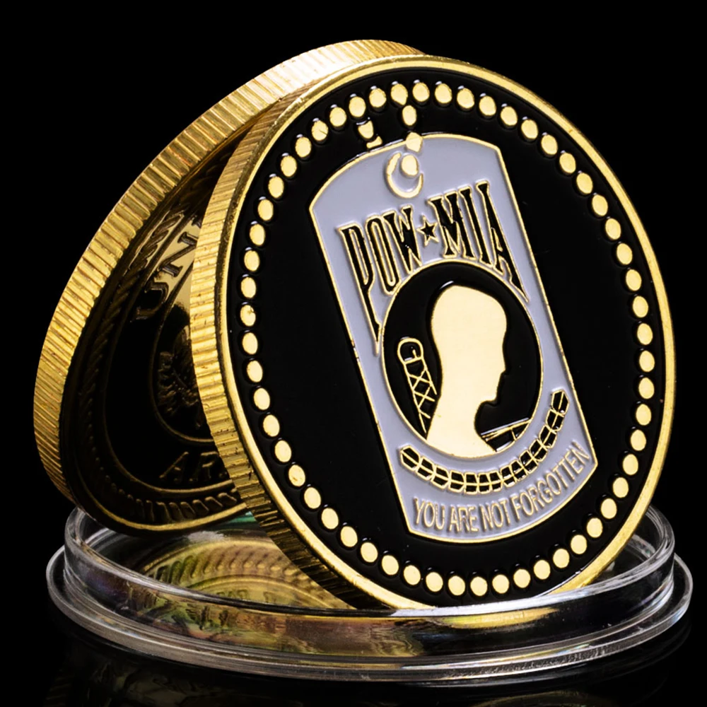 Незабытый сувенир POW MIA, флаг США, Боевая монета, испытание позолоченными памятными монетами Незабытый сувенир POW MIA, флаг США, Боевая монета, испытание позолоченными памятными монетами