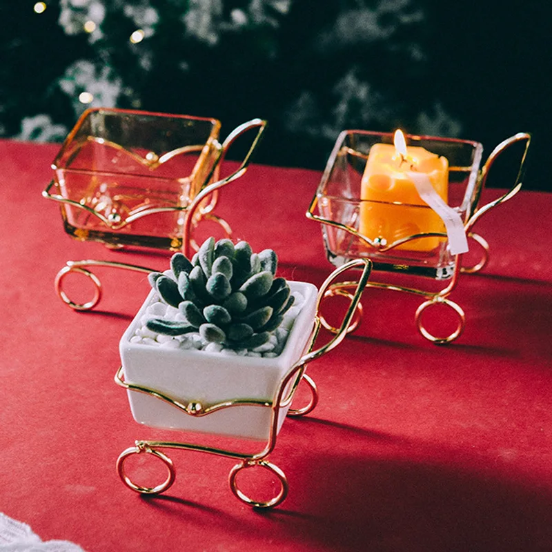 

Современный Железный Подсвечник CAPIRON в скандинавском стиле, позолоченный металлический подсвечник в форме корзины, для гостиной, спальни, Д...