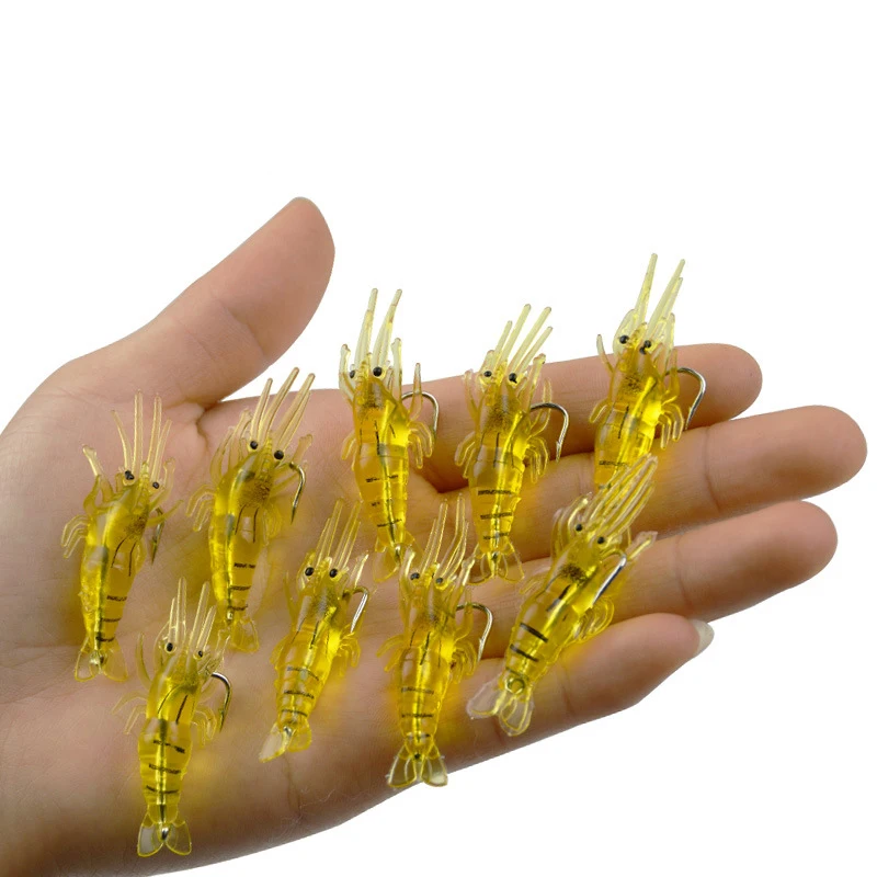

10PCS Artificial Soft Shrimp Lure Worm For Fishing Bait 1.2g 4cm Hook Sharp Crankbait Lures Silicone Shone Prawn Bait Pesca