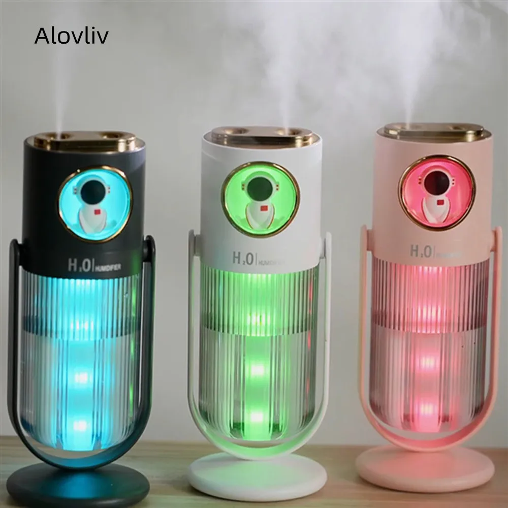 

380ml Dual Spray Wireless Air Humidifier For Home Ultrasonic Car Mist Maker 2000mah Battery Colorful Lights Mini Air Purifier