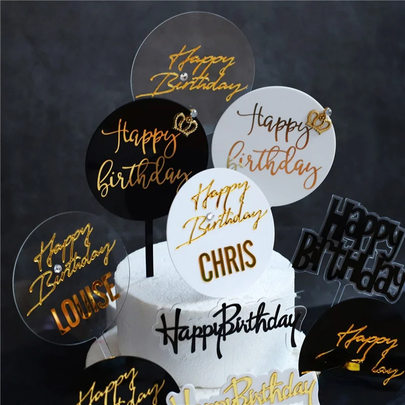 

Круглый флаг на день рождения, топпер для торта, акриловая буква, золотой, серебряный Топ для торта, флаг, украшение для дня рождения, товары ...