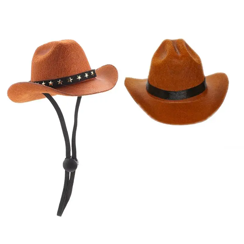 

2pcs Cats Dogs Decorative Hats Pet Cow Boy Hats Pet Outfit Accessories