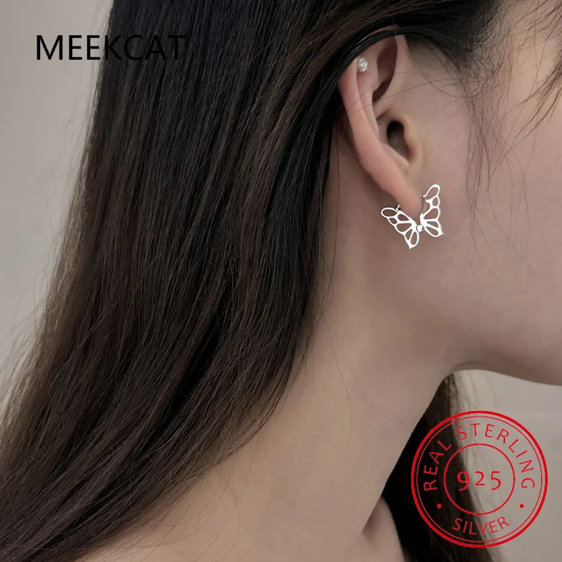 

925 Sterling Silver Hollow Design Butterfly Hoop Earrings for Women Girl Christmas Gift Dropshipping S-E1320