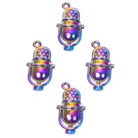 5pcslot rainbow color microphone stage singing singer shanghai charms pendant for handmade diy jewelry making craft accessories