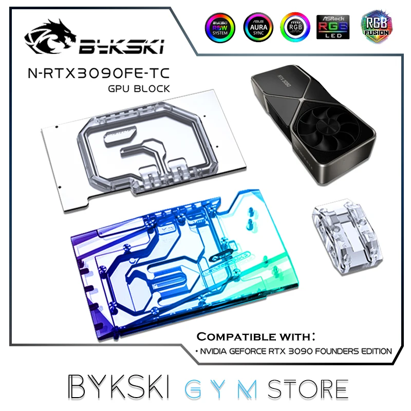 Bykski GPU Active Backplate Block для NVIDIA RTX 3090 Founders Edition, печатная плата, задняя память (VRAM), двойной холодильник VGA N-RTX3090FE-TC