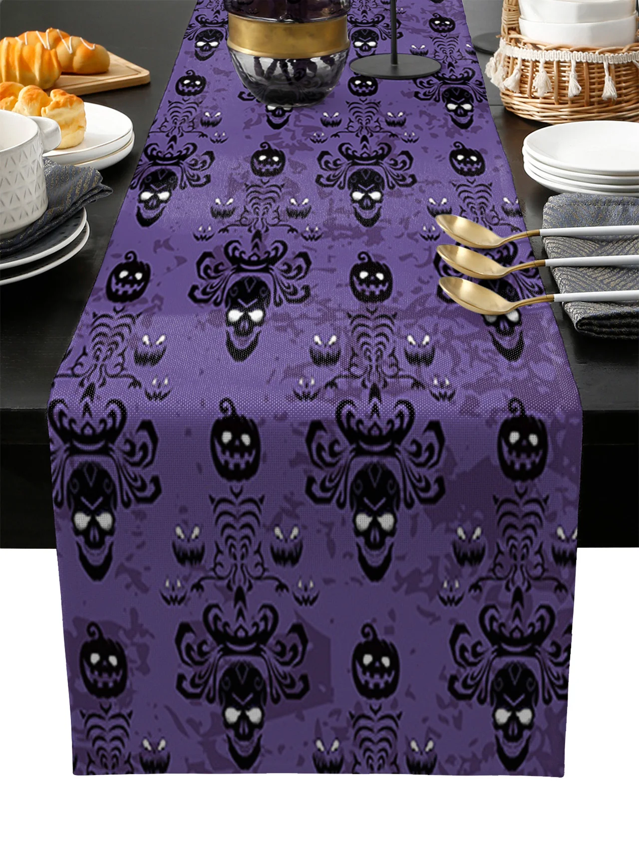 

Фиолетовый фон для Хэллоуина, искусственная дорожка, свадебное украшение, домашний декор, кухонные скатерти для стола, подстилка