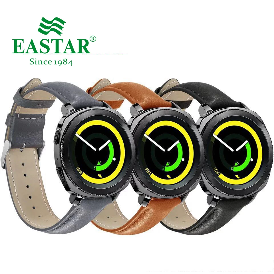 

Eastar Leather Black Brown Strap For Samsung S4 Gear Sport Smart Watch Replacement Strap For Gear Watchband 20mm Watch Bracelet