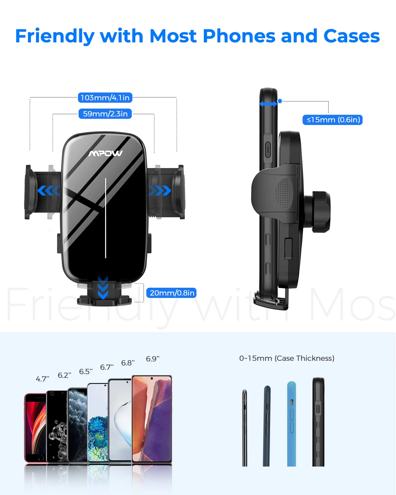 Mpow CA162 Универсальный Автомобильный держатель для телефона с креплением на