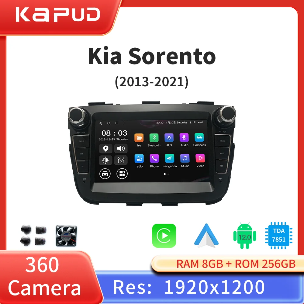 Мультимедийная Автомагнитола Kapud Android 12 с GPS 8 ядер DSP Wi-Fi 4G SWC BT для Kia Sorento 2 XM 2013 2014 2015