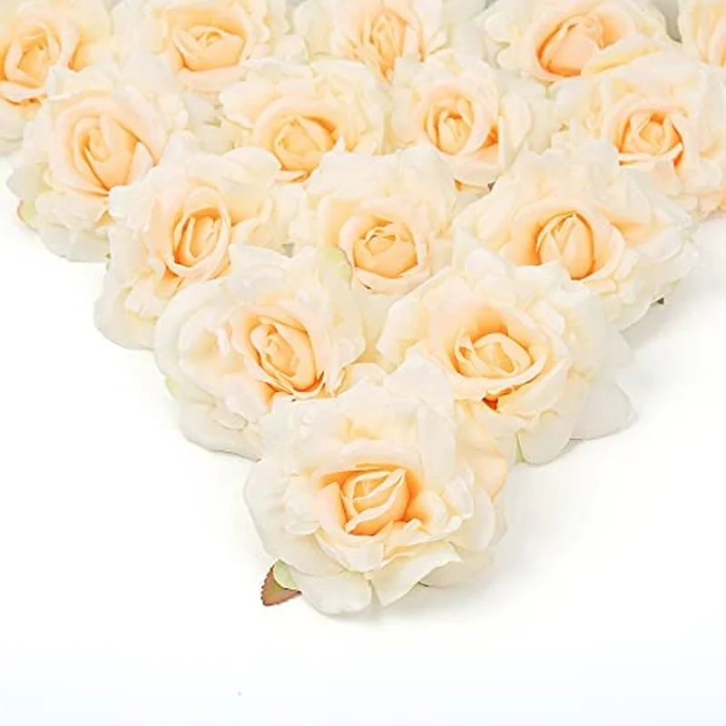 

20pcs 4.3" Faux Rose Header for DIY Matching Wedding Bouquet Baby Shower Flower Arrangement Party Home Decor