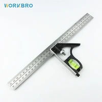 workbro 12inch adjustable combination square angle ruler 45 90 with bubble level multifun ctional gauge measuring tools