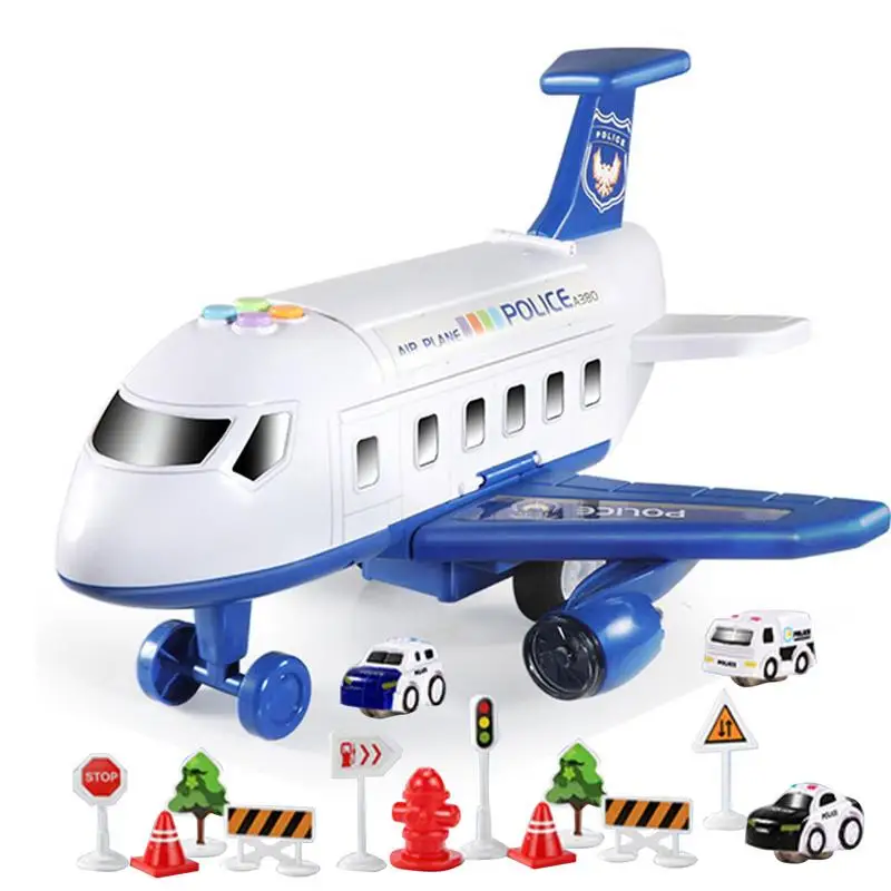 

Airplane Toy Kids Plane With Light And Sound Engineering Theme Vehicles Car Toy Transport Cargo Airplane With Construction Cars