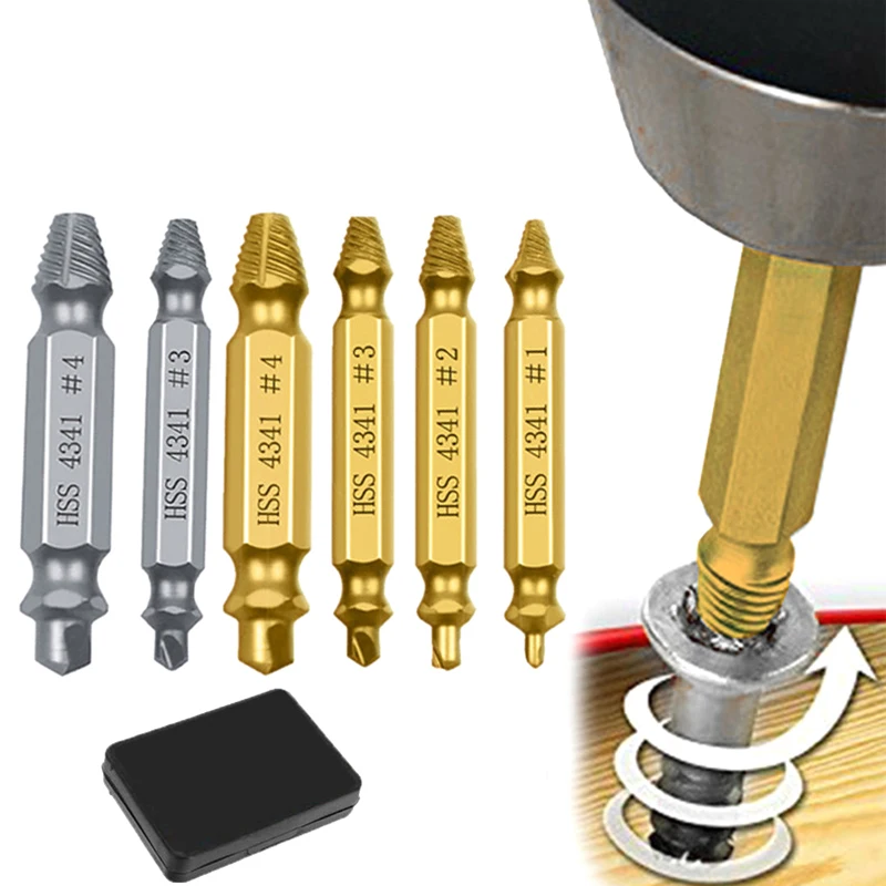 

4/6Pcs Damaged Screw Extractor Center Drill Bit Set Woodworking Tools Broken Bolt Extractor Bolts Screws Remover Extractor