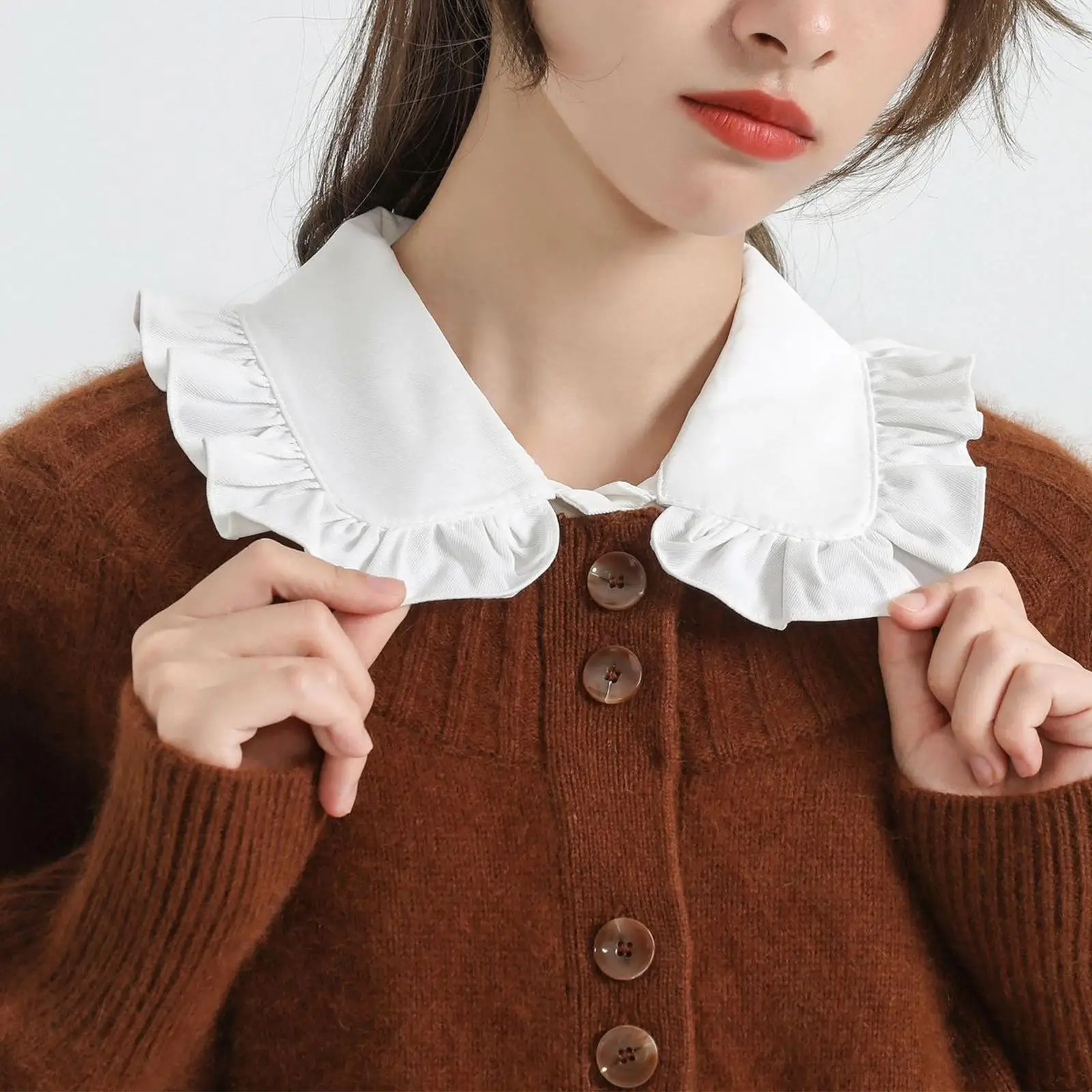 

Cotton False Collar Shawl Lapel Collar Girls Elegant Half Shirts False Collar Decorative for Apparel Sweater Shirt Blouse