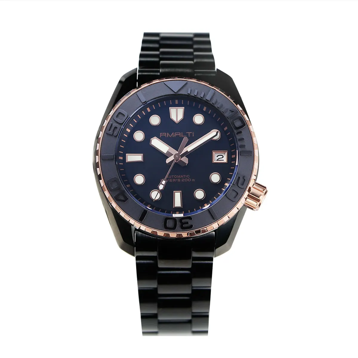 

Мужские черные механические часы RMALTI Diver MM200 NH35, локомотивные деловые мужские Роскошные сапфировые часы 20 бар, модные крутые часы