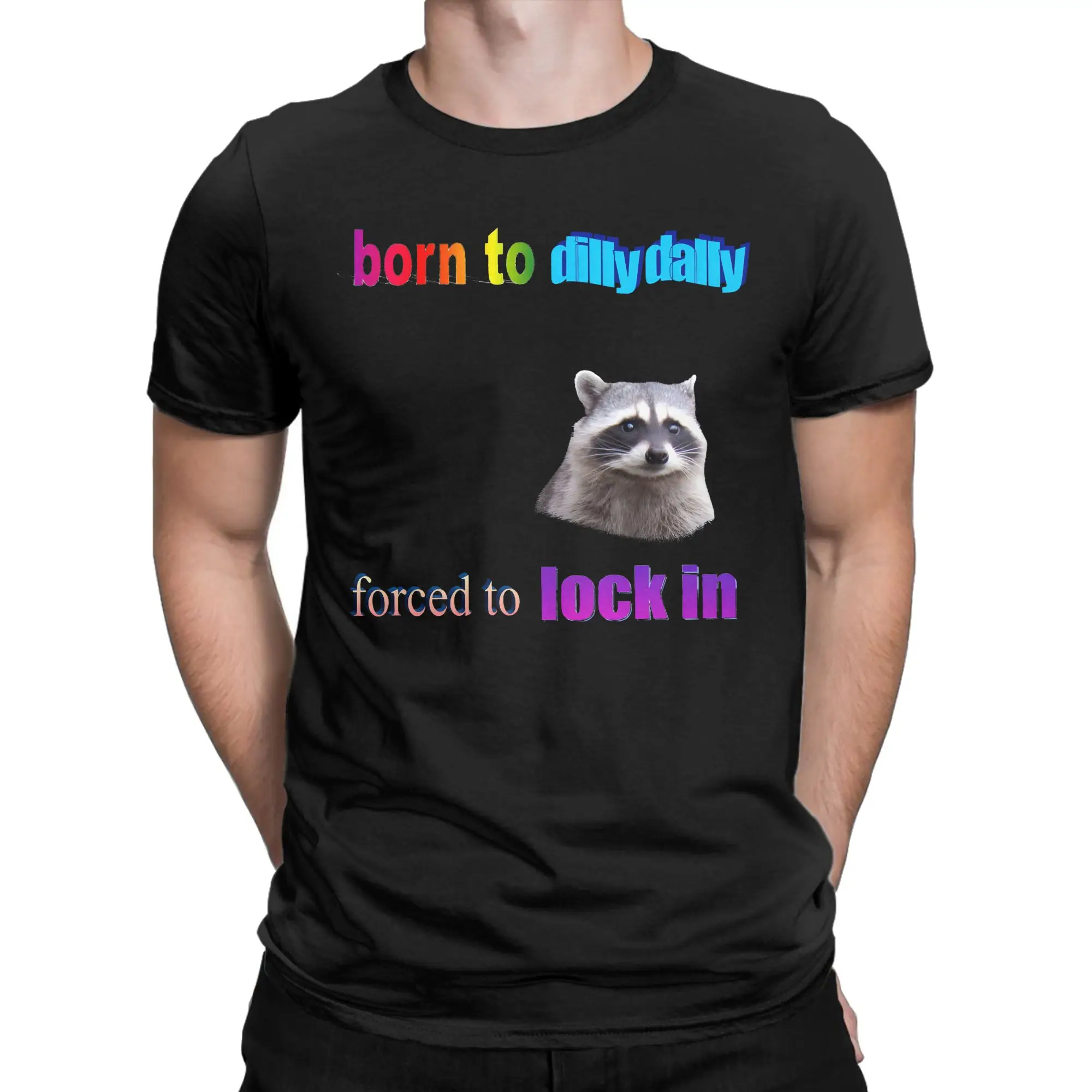 Фото Футболки Born To Dilly Dally Forced To Lock In для мужчин и женщин, 100% хлопок, забавная футболка с круглым вырезом, одежда с короткими рукавами, размеры 4XL, 5XL №3