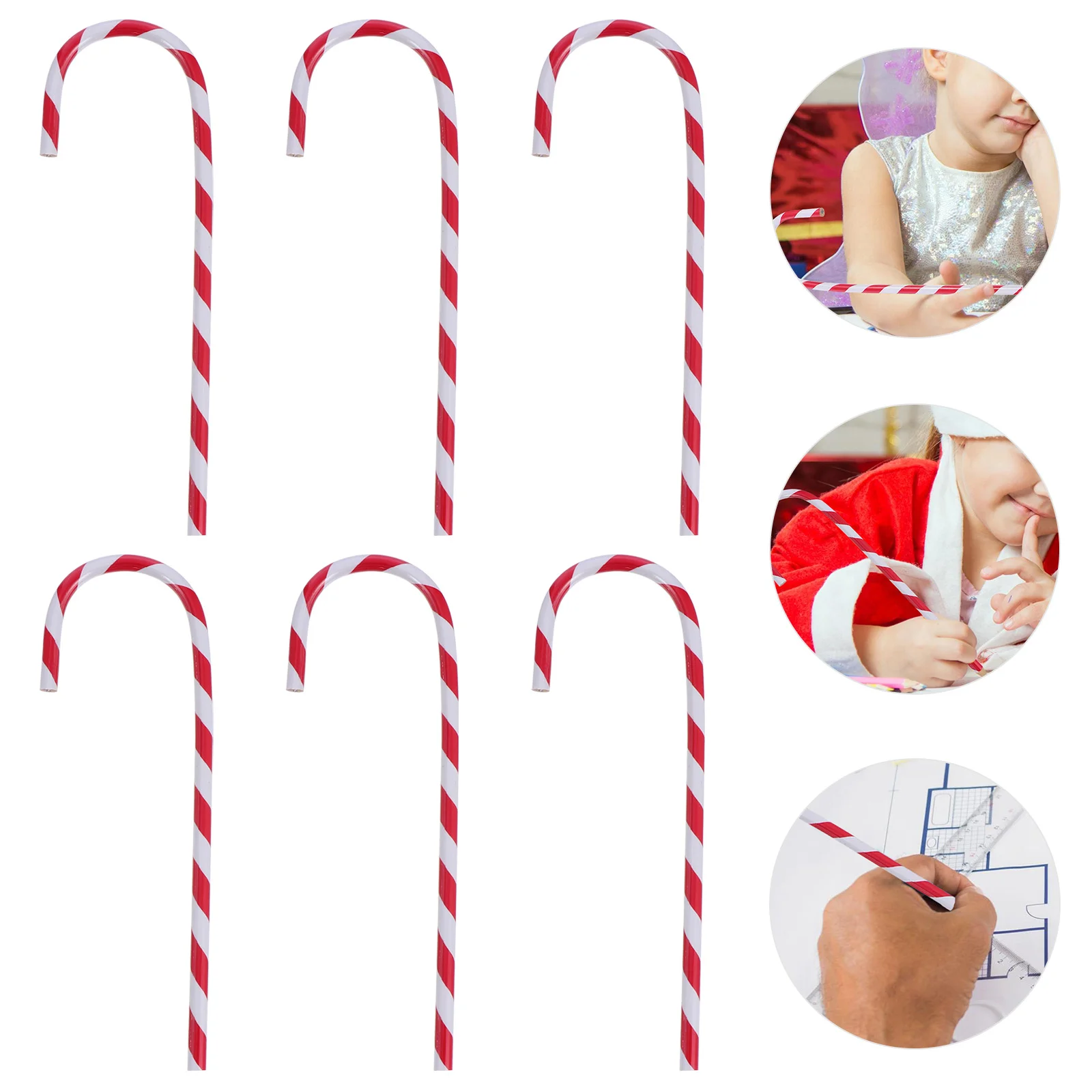 

6Pcs Christmas Pencils Candy Cane Shape Pencils Students Pencils Stationeries