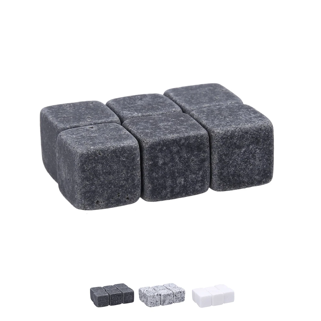

6pcs Natural Whiskey Stones Sipping Ice Cube Whisky Stone Rock Wine Cooler Christmas Bar Accessories