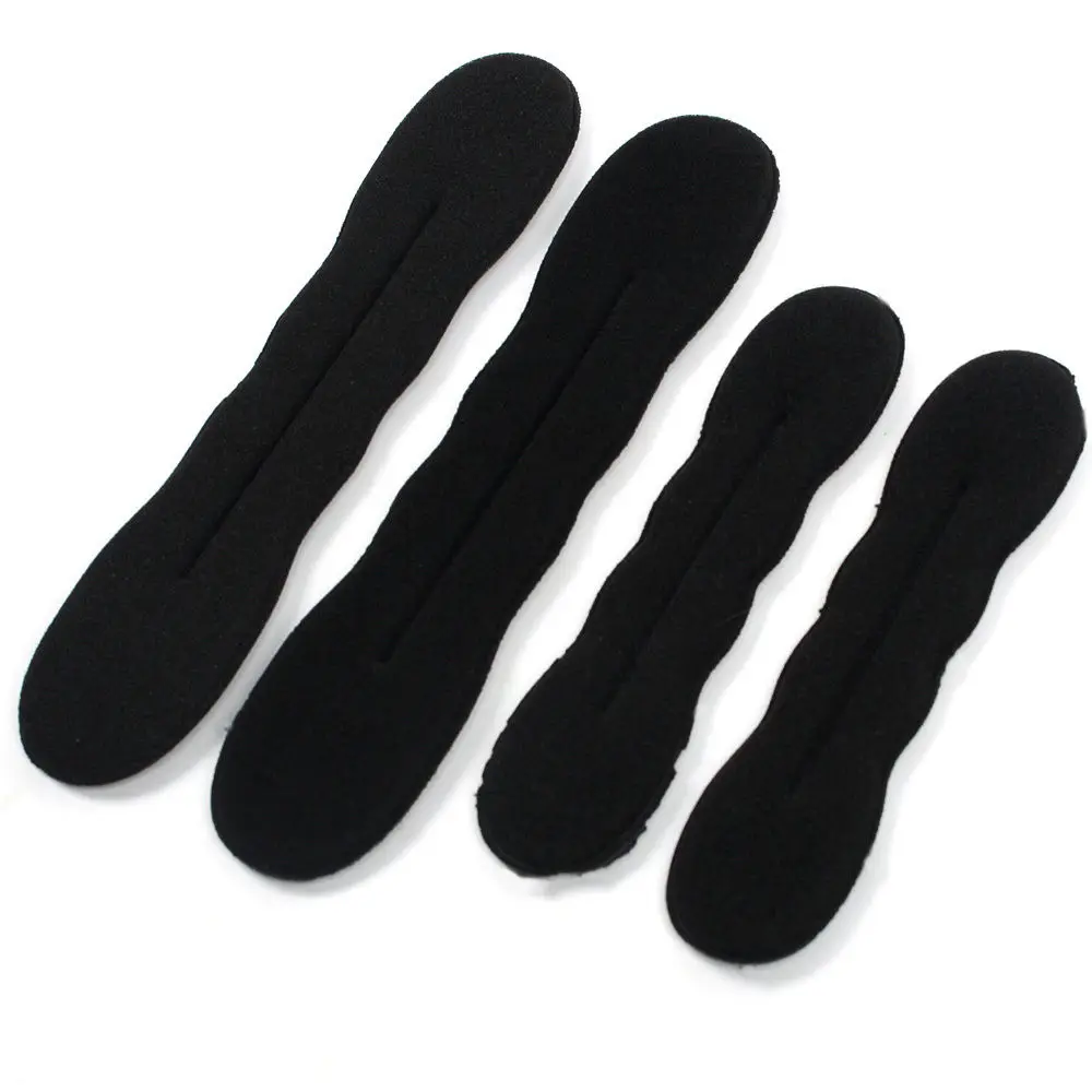 Multi Size Sponge Black Hair Styling Donut Bun Curler Maker Ring Magic Foam Twist DIY Tools Clip 17.5cm and 22.5cm |