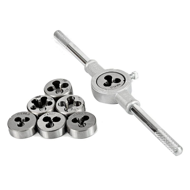 

8Pcs Metric Die Set M3/M4/M5/M6/M8/M10/M12 Tool Set Combination For Thread Repair Tapping