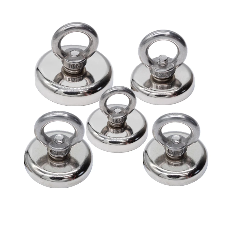 Strong Powerful Round Neodymium Magnet Hook Salvage Sea Fishing Equipments Holder Pulling Mounting Pot with Ring D20-D42 | Обустройство