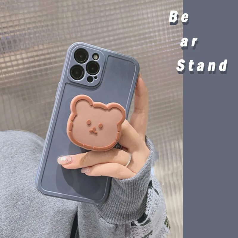 

Dotted bear stand blue phone case for iphone 13 12 11 8 7 pro max X XR XS XSMAX phone case with stand