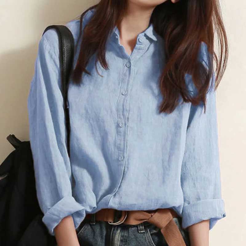 

Женский Свободный Топ на пуговицах, из хлопка и льна