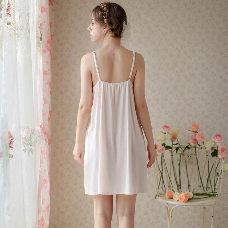 Roseheart Pink Blue Women Homewear Sexy Sleepwear Night Dress Mini Lace V Neck Nightwear Nightgown Sleepwear Court Gown