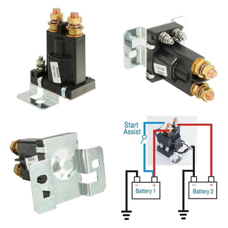 

12 В AMP 500A, электромагнитные реле высокой мощности, 4 терминала, выключатель питания стартера автомобиля, двойной изолятор батареи, контактор автоматического запуска