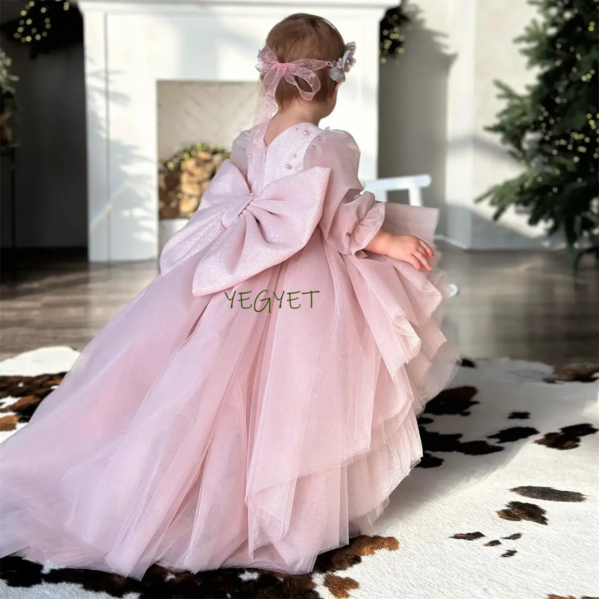 Милое платье для маленьких девочек Пышные Платья с цветочным принтом принцессы