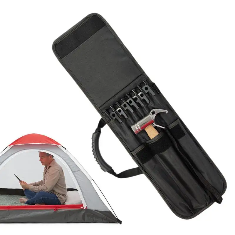 

Tent Stake Hammer Bag 1680D Oxford Cloth Tent Stake Pouch Tent Mallet Hammer Storage Bag Portable Camping Nail Bag For Hiking