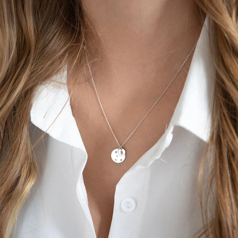 Orazio Custom Pendants Necklaces for Women Stainless Steel Laser Engrave Coin Pattern Sign Choker Neck Chain Couple Jewelry