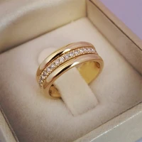 huitan classic wedding women ring simple finger rings with middle paved cz stones understated delicate female engagement jewelry